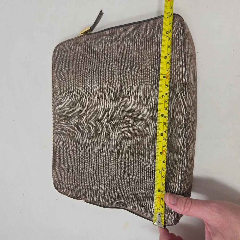 India Hicks Insider Stingray Gecko Brown Leather Clutch